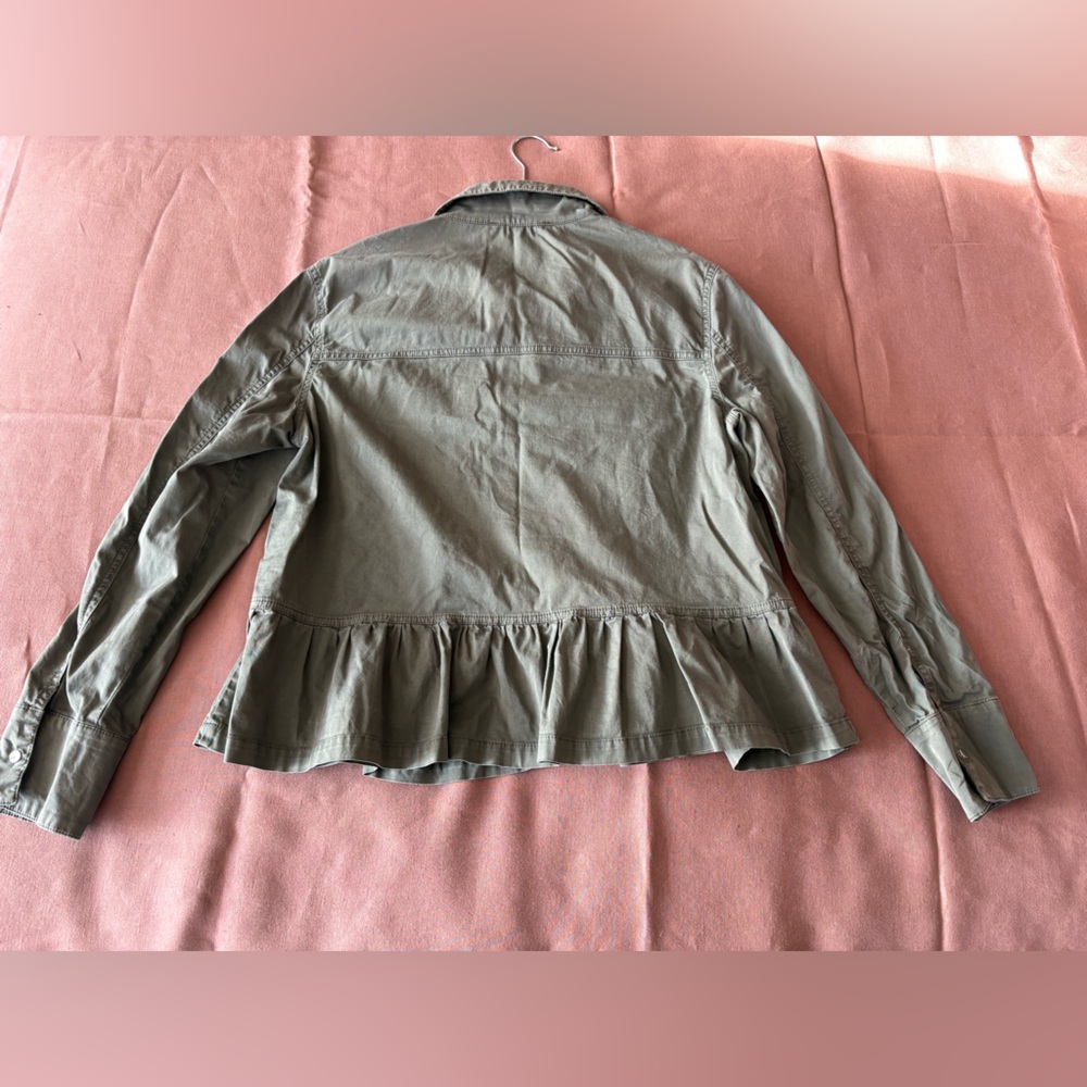 Mango LOVE Patch Olive Green Jacket - image 8